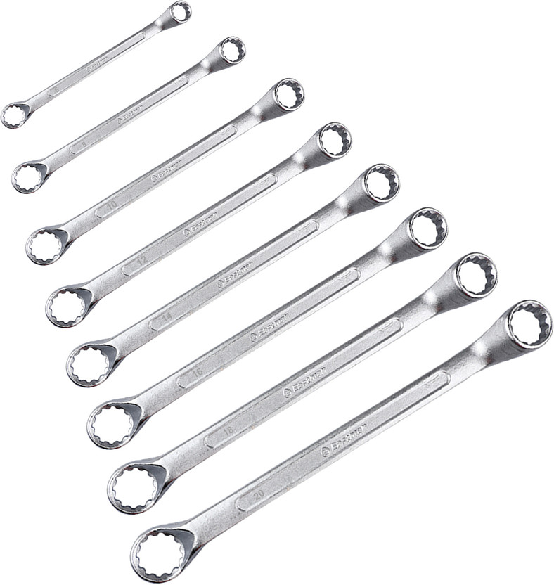 EASTMAN E-2007_KIT-07-80SD BI-Hexagonal Ring Spanner Shallow Offset CRV Double Sided Box End Wrench(Pack of 8)