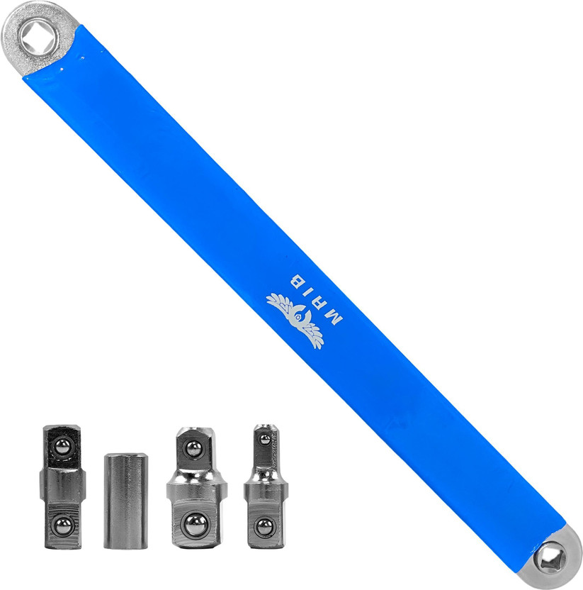 Digital Craft 15 Inch Offset Extension Impact Ready Socket Wrench Tool with 1/2 3/8and 1/4Inch Square Drive Adapters Zero Degree Ratchet Tool for Car Repair Tight Space Access Double Sided Socket Wrench(Pack of 1)