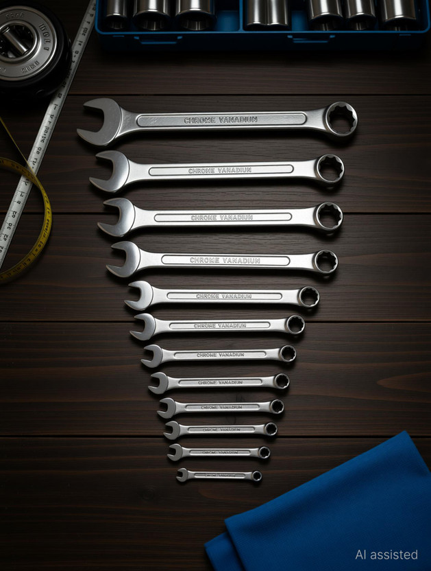 Toolero DN14-12 De Neers 12 Pcs Long Combination Spanner Set (6-22 MM) Wrench Set/Spanner Set Tools kit/Set of 12 Piece/Tools kit for Home use. - Professional Spanners Double Sided Combination Wrench(Pack of 12)