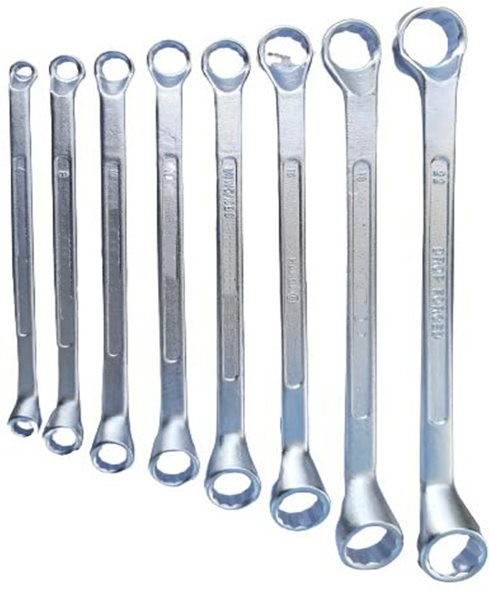 Atrocitus ATC2001 Heavy Duty End Ring Spanner WrenchSet(8pc Set)/REPAIR TOOLKIT(6MM-22MM) ATC2001 Double End Ring Spanner,Anti Corrosion For Personal & Professional Use Double Sided Box End Wrench(Pack of 8)