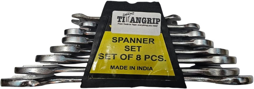 Titan Grip Spanner Set, Chrome Vanadium Steel, 8 Pieces, 6mm to 22mm Open End Wrenches Spanner Set, Chrome Vanadium Steel Double Sided Speciality(Pack of 8)