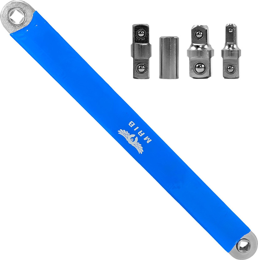 Digital Craft 15 Inch Offset Extension Socket Wrench Impact Ready Tool with 1/2 3/8 and 1/4 Inch Square Drive Adapters Zero Degree Ratchet for Car Repair Tight Spaces Double Sided Socket Wrench(Pack of 1)