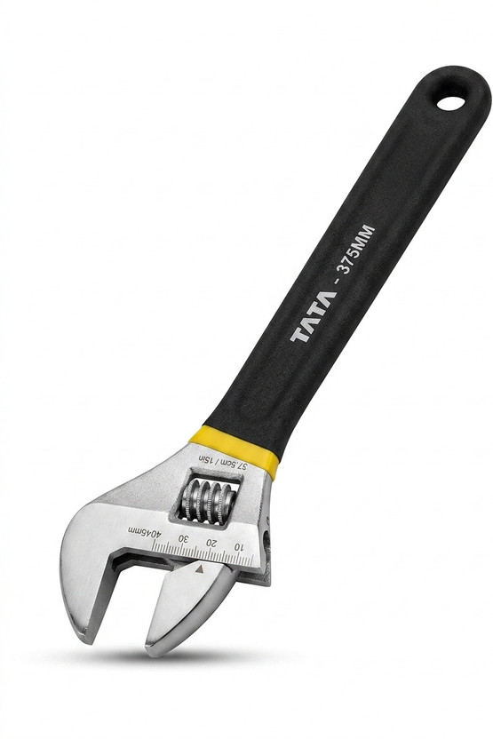 TATA AGRICO WRC004 Adjustable Wrench 15inch/375mm with rubber grip Single Sided Open End Wrench(Pack of 1)
