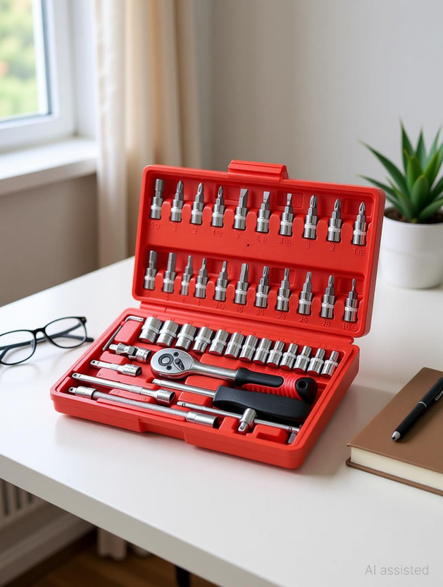 toolskart 46 In 1 Pc Hand Tool Kit Wrench Set Multi Purpose Combination Tool 46Pc ToolKit Double Sided Combination Wrench(Pack of 46)