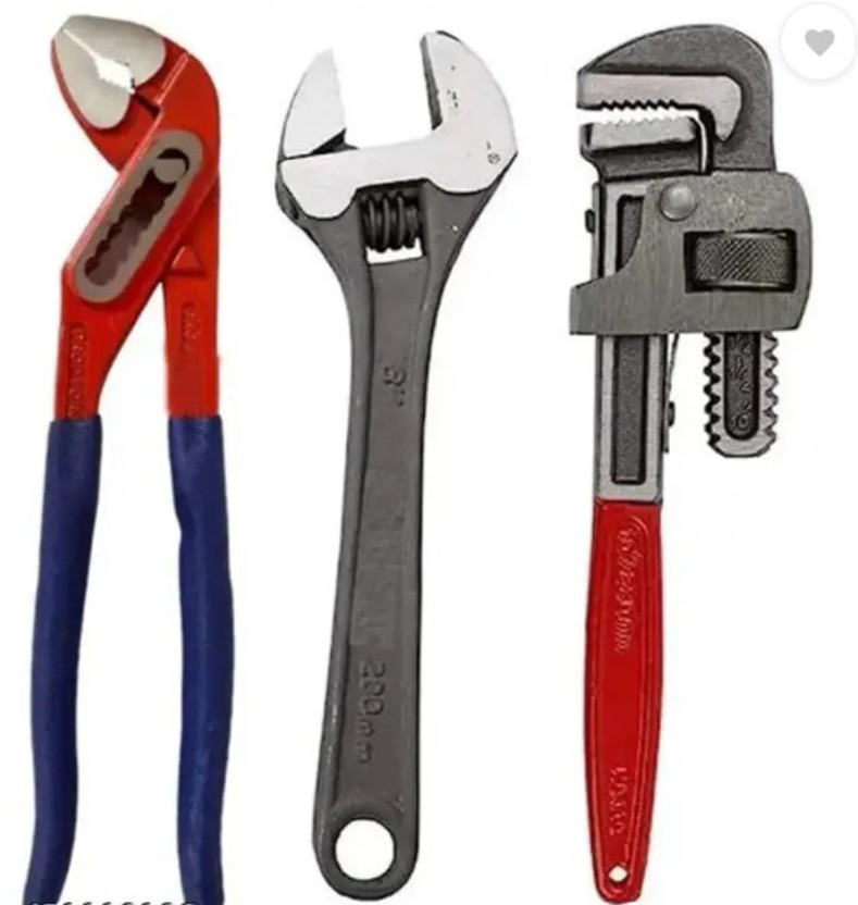 Sitrus Kit Of 3 Plumbing Tools(10" Water Pumplier, 12" PipeWrench, 10"AdjustableWrench) plumbing kit 12 inch pipewrench,10 inch adjusatblewrench,10 inch waterpump plier Single Sided Pipe Wrench(Pack of 3)