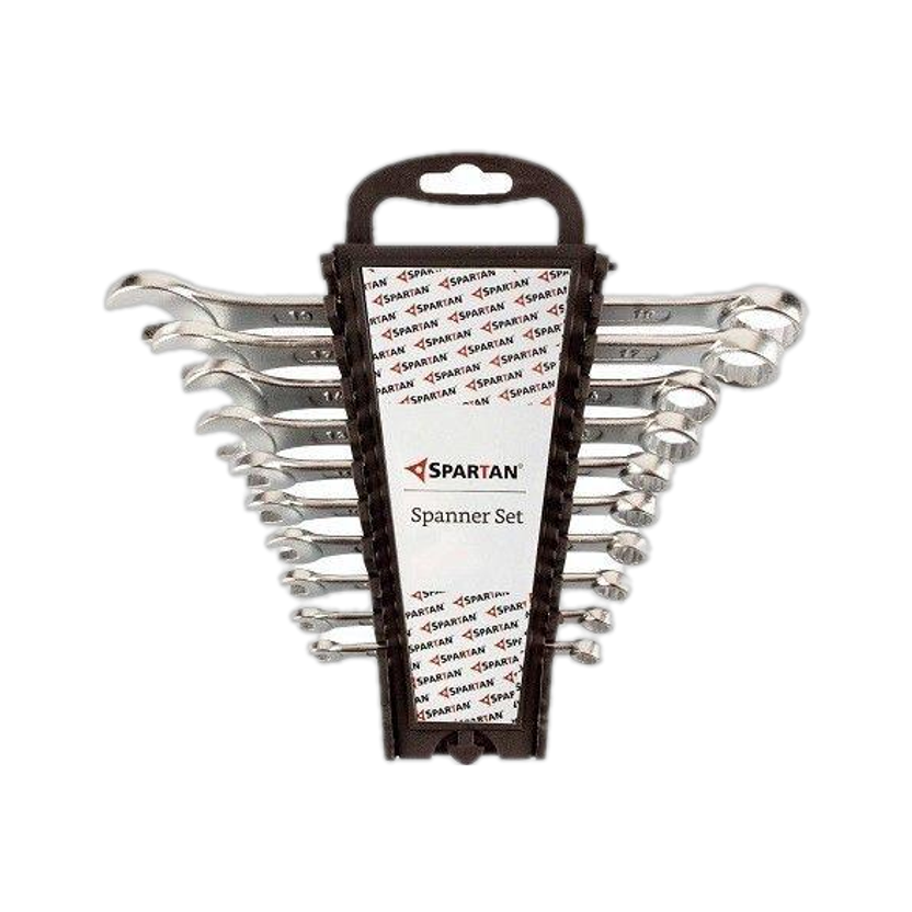 Spartan SPA_SPANpk10 Carbon Steel Combination Spanner (Silver, Set of 10) Double Sided Combination Wrench(Pack of 1)