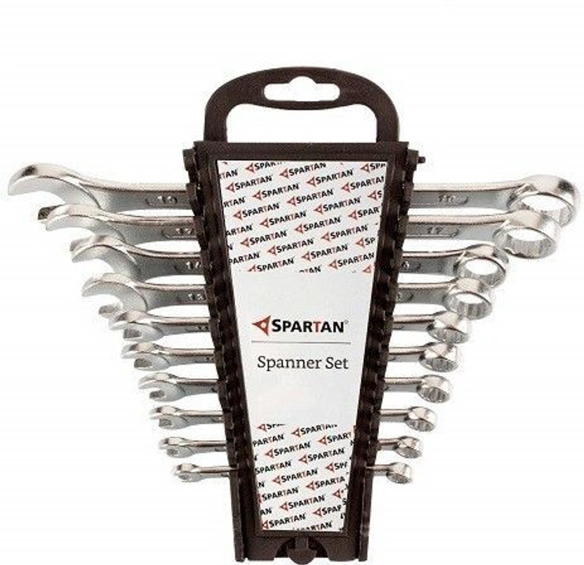 Spartan SPA_SPANpk10 Carbon Steel Combination Spanner (Silver, Set of 10) Double Sided Combination Wrench(Pack of 1)