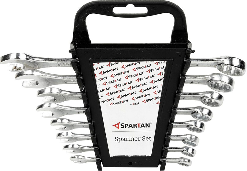 Spartan SPA_SPANpk8/ Carbon Steel Combination Spanner (Silver, Set of 8) Double Sided Combination Wrench(Pack of 1)