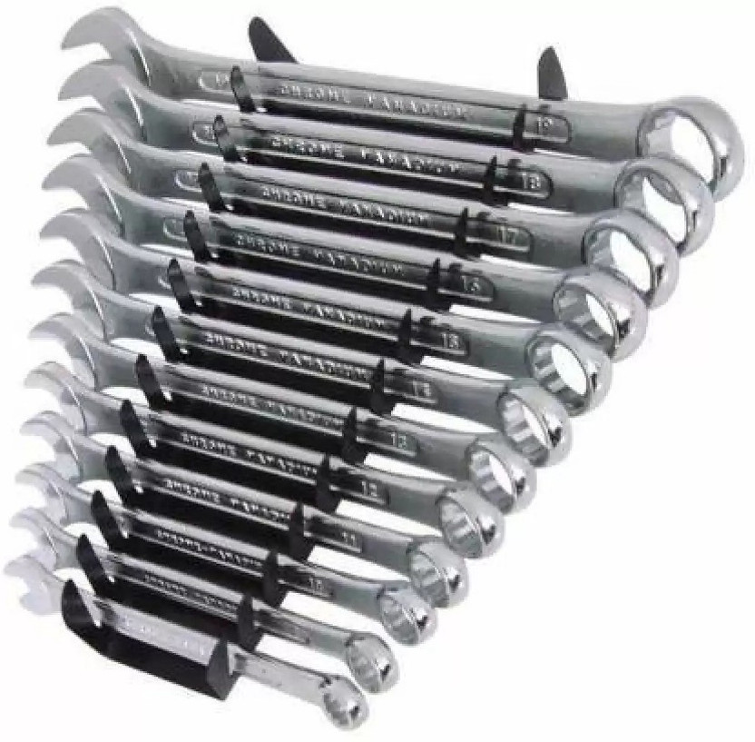 HOIGADGETS shopsy m-12 , 12 PCS Combination Wrench Set Double Sided Chrome Matte Finish Shallow Offset BI Ring Spanner Set (Pack of 12 PCS) Double Sided Combination Wrench (Pack of 12) Double Sided Combination Wrench(Pack of 12)