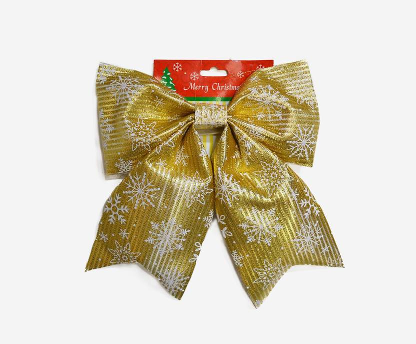 CraftVatika Christmas Decorative Silver Bow Topper Ornaments Pack of 1