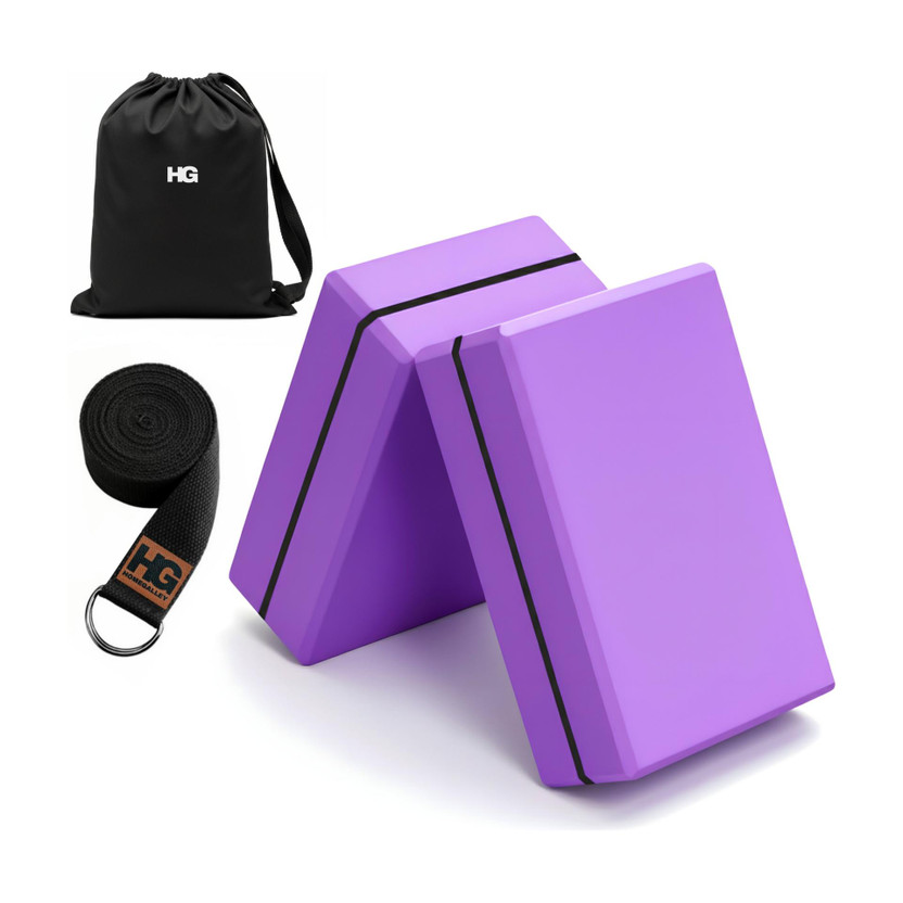 HOMEGALLEY HOMEGALLEY Yoga Blocks Set of 2 with Belt for Exercise EVA Foam Blocks for Pilates Bricks Yoga Blocks(Purple Pack of 2) - Flipkart Deal