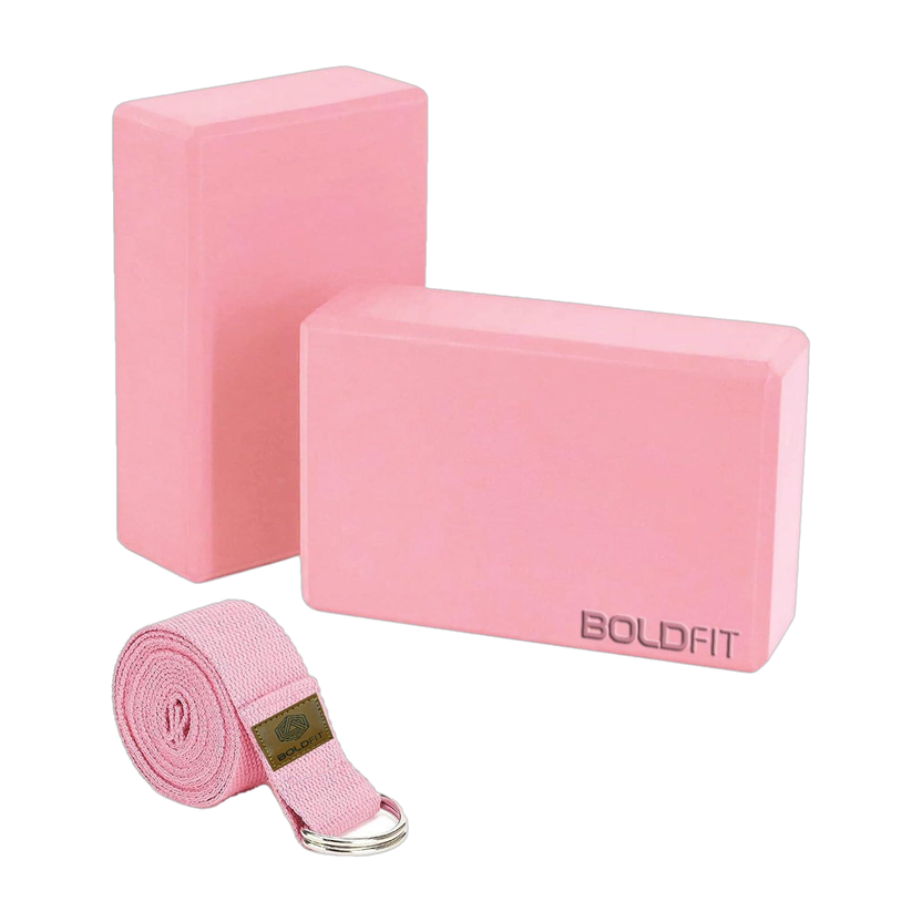 BOLDFIT Yoga Blocks Yoga Brick Gym Exercise Eva Foam Yoga Blocks Yoga Foam Block Yoga Blocks(Pink Pack of 2)