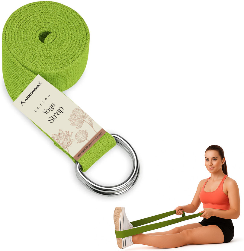 ArrowMax Yoga Belt For Women & Men For Stretching Yoga Strap Cotton Cotton Yoga Strap(Black)