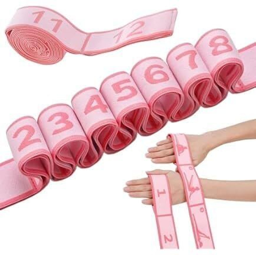 XDHARMISHT Multi-Loop Elastic Yoga Strap (10 Loops) with Position Guide Polypropylene Yoga Strap(Pink)