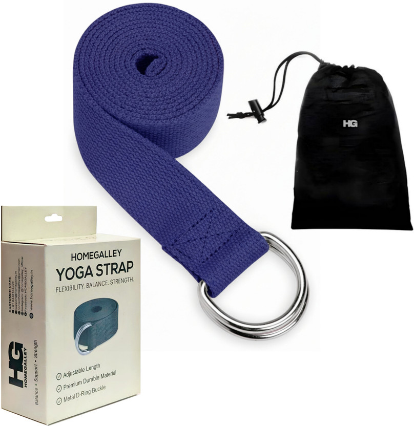 HOMEGALLEY Adjustable Cotton Yoga Strap for Flexibility, Stretching, Yoga, Fitness Cotton Yoga Strap(Blue)