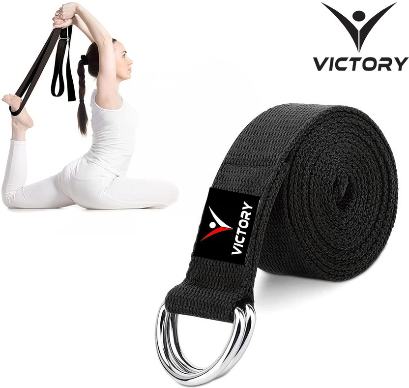 VICTORY Yoga Belt For Women & Men For Stretching Yoga Strap For Exercise & Workout Cotton Yoga Strap(Black)