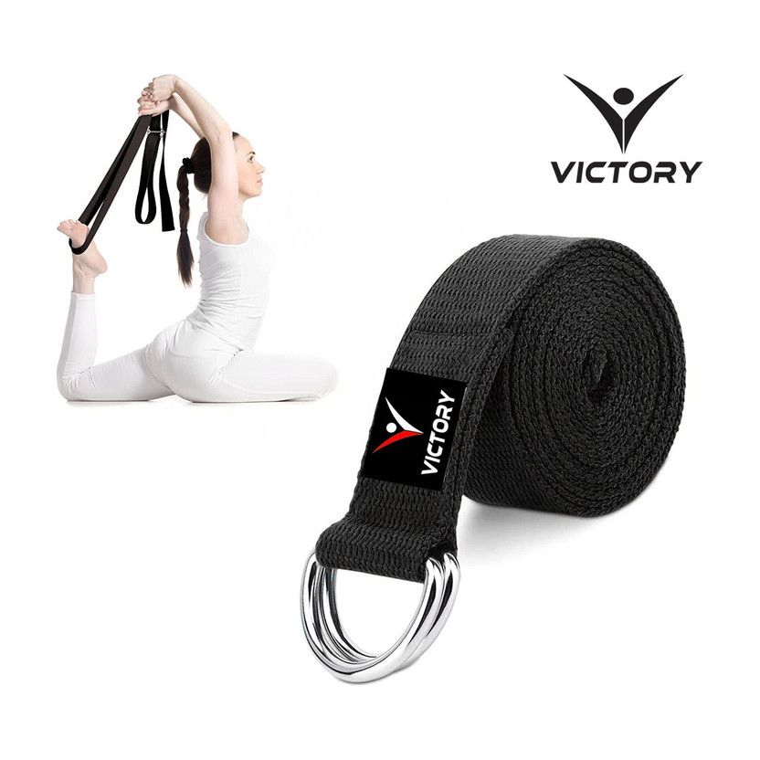VICTORY Yoga Belt For Women & Men For Stretching Yoga Strap For Exercise & Workout Cotton Yoga Strap(Black)