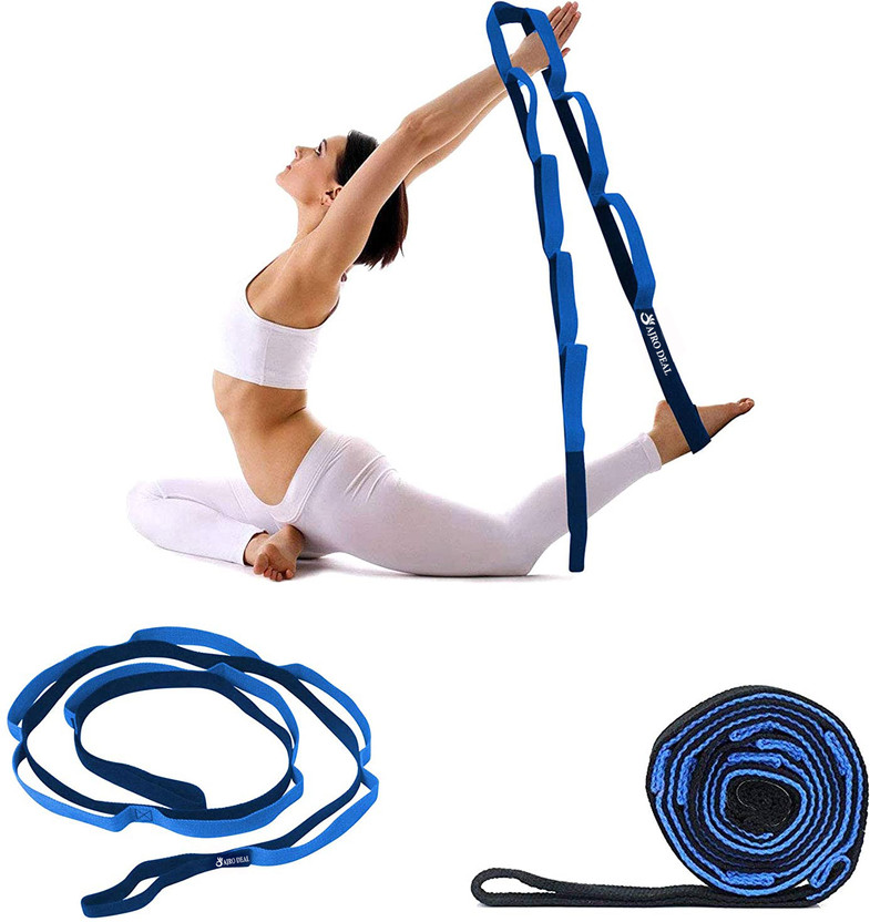 AJRO DEAL Yoga Strap/Belt with 8 loops Extra Safe Adjustable Best for Daily Stretching Cotton, Polyester Yoga Strap(Blue)
