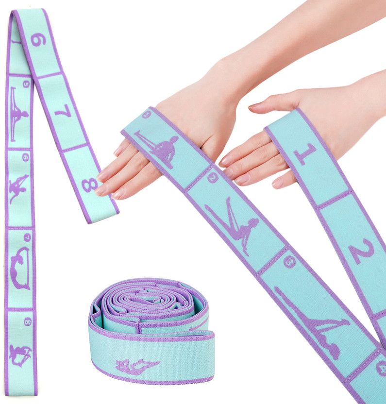 PROBEROS Yoga Stretching Strap, Elastic Yoga Stretching Strap, Sectional Hoop Cotton Yoga Strap(Purple)