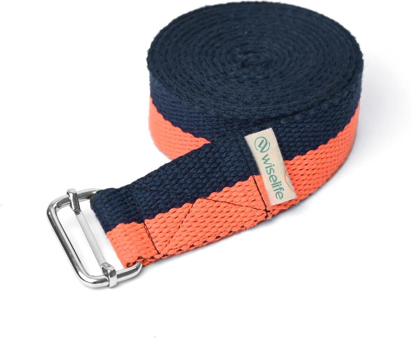 Wiselife Yoga Belt Orange Blue Cotton Yoga Strap(Orange, Blue)