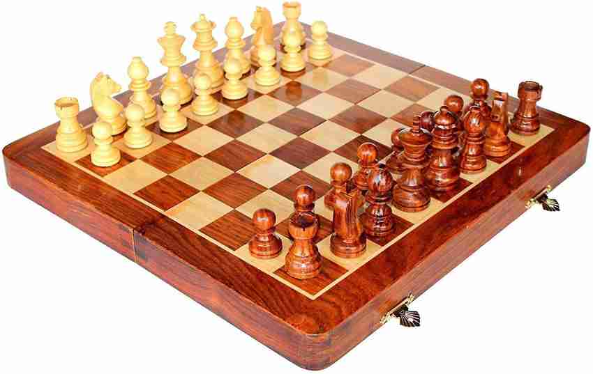 Craftgasmic Folding Magnetic Chess and Pieces, Set Wooden Board Travel  Games 10 inches