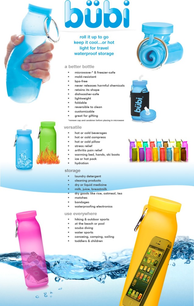 Bubi Bottle The Collapsible, BPA-Free, Eco-Friendly, Silicone