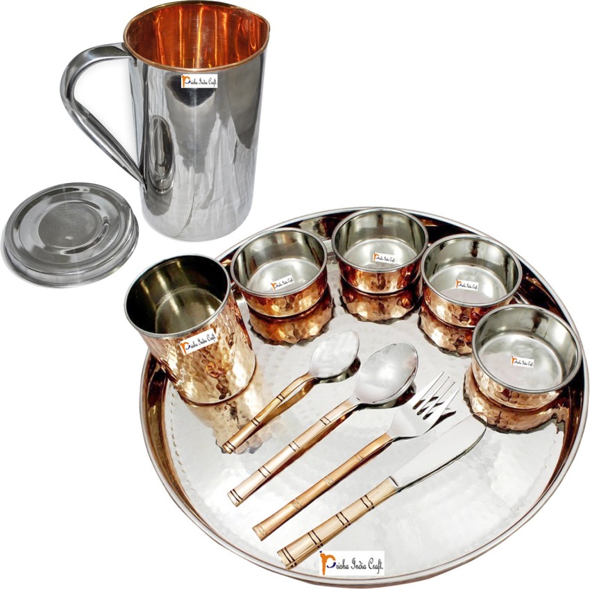 Prisha India Craft Set of 3 Traditional Indian Dinnerware Pure