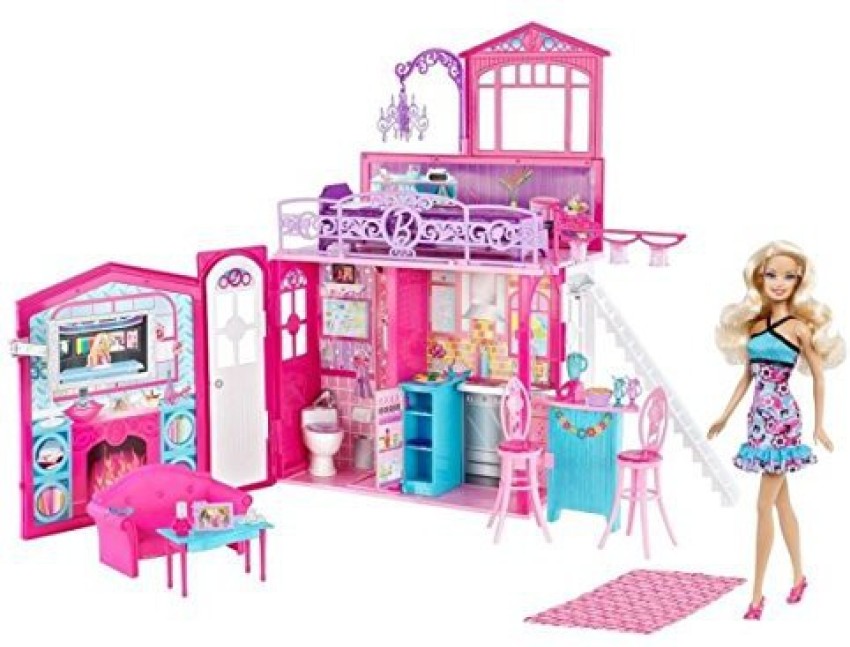 barbie glam house and doll set