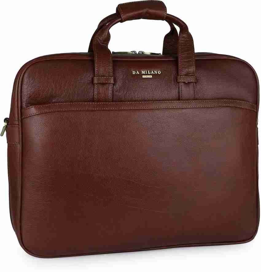 Da Milano Laptop Bags : Buy Da Milano Genuine Leather Brown Laptop Bag  Online