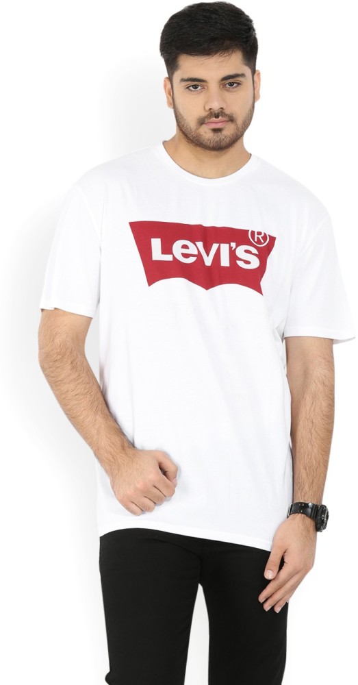 Levi'S Printed Men Round Neck White T-Shirt - Buy White Levi'S Printed Men  Round Neck White T-Shirt Online At Best Prices In India | Flipkart.Com