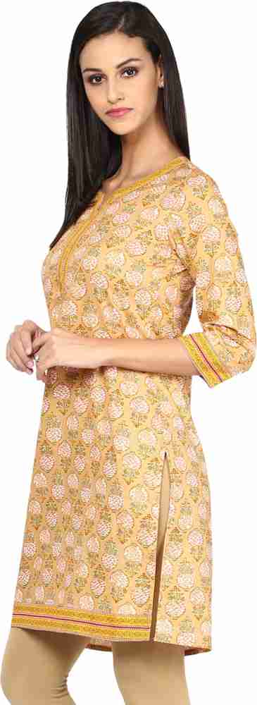 Rangmanch by Pantaloons Women's Cotton a-line Kurta (110050074_Lime_Small)  : : Fashion