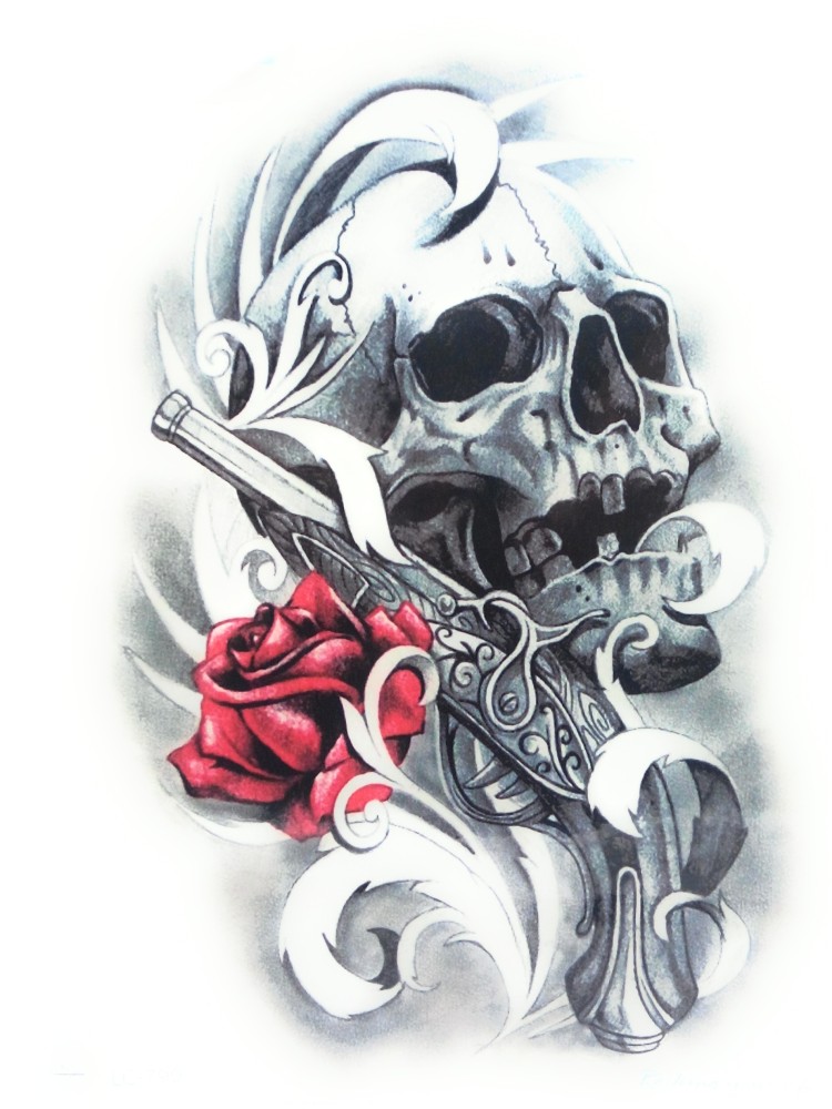 Skull  Gun tattoo