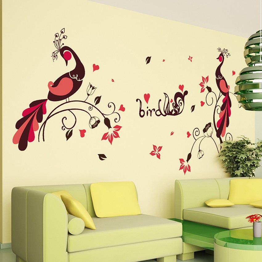 Flipkart SmartBuy 166 cm Wall Stickers Peacock Birds for Living Room Self  Adhesive Sticker Price in India - Buy Flipkart SmartBuy 166 cm Wall Stickers  Peacock Birds for Living Room Self Adhesive