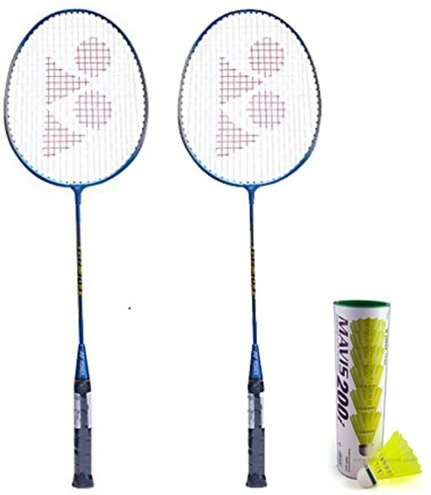 YONEX GR 303 Badminton Racquet Set of 2 (Blue) + Mavis 200i Shuttlecock, Pack of 6 Badminton Kit
