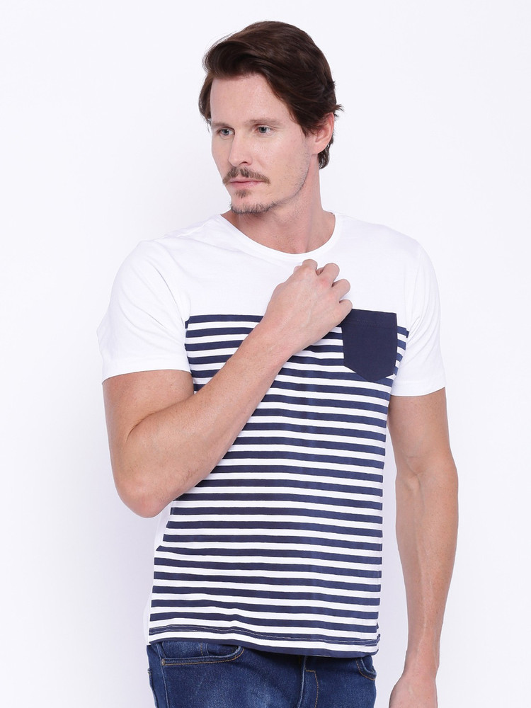 OPINION Striped Men Round Neck Light 