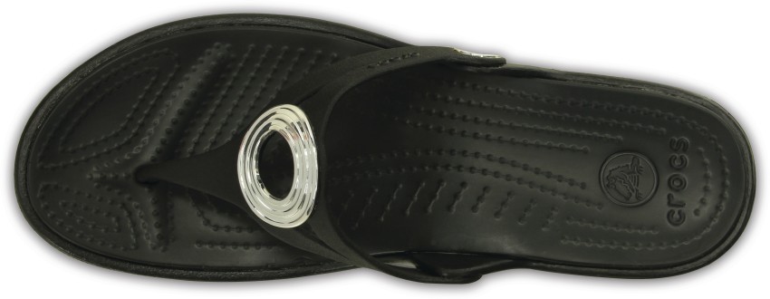 crocs sanrah beveled circle wedge flip