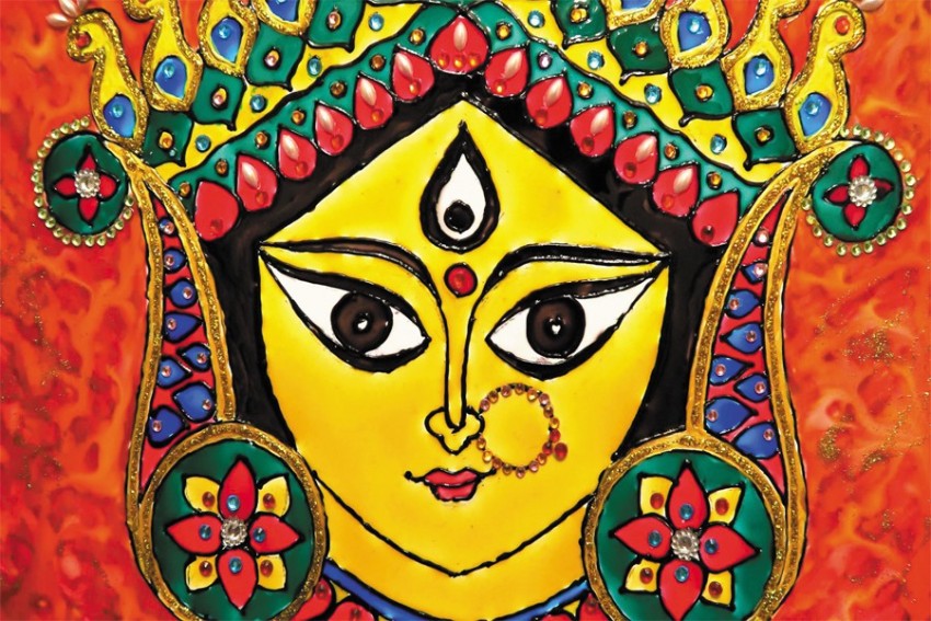 Easy step by step colouring of Maa Durga image using oilpastels How to Draw colour maa Durga part 2  YouTube