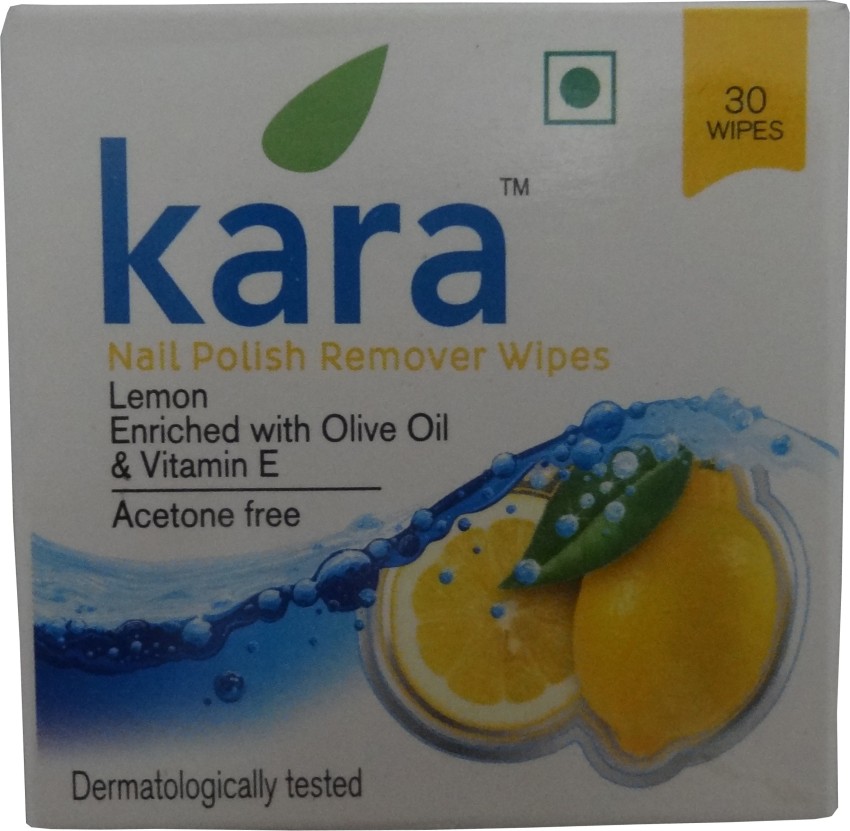 Kara Nail Polish Remover Wipes, Lemon, 30 Pulls