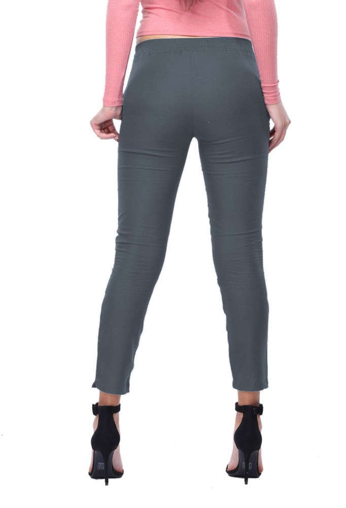 GO COLORS Slim Fit Women Grey Trousers  Buy GO COLORS Slim Fit Women Grey Trousers  Online at Best Prices in India  Flipkartcom