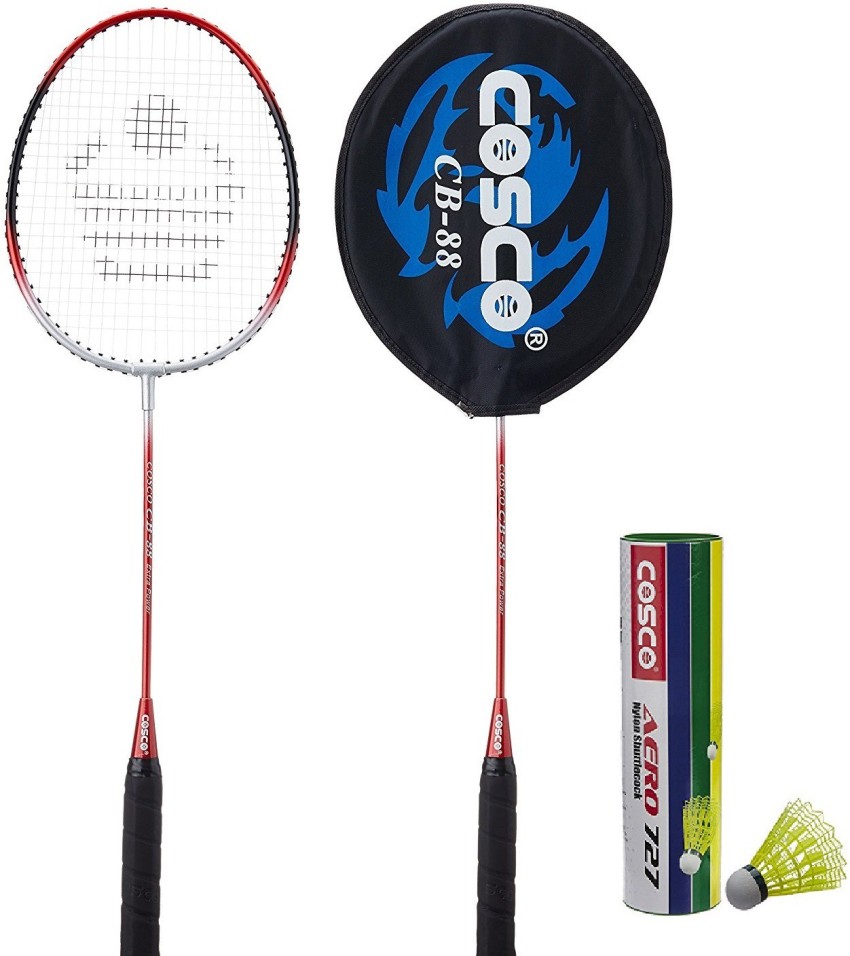 COSCO Combo of Three , Two Cb 88 Badminton Racquet and one Box Aero 727 Nylon Shuttlecock (Pack of 6) (Color on availability)- Badminton Kit