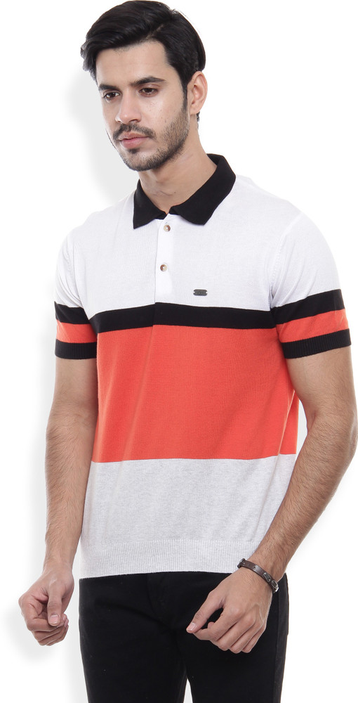 John Players Solid Men Polo Neck White 