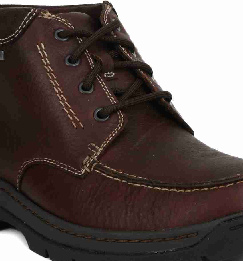 CLARKS StantenTimeGTX Mahogany Leather Boots For Men - Buy Brown Color CLARKS StantenTimeGTX Mahogany Leather Boots For Men Online at Price - Shop Online Footwears in | Flipkart.com