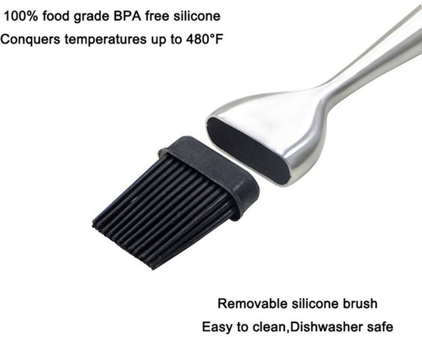 Silicone BBQ Brush Stainless Steel Handle Basting Pastry Brush BPA