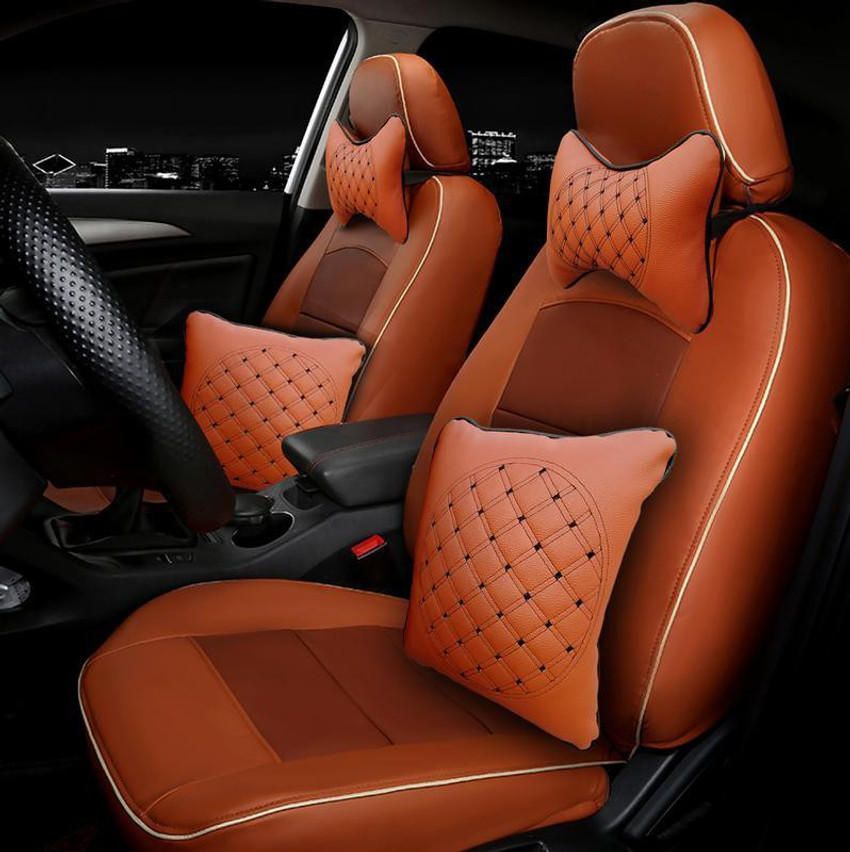 AUTO PEARL Beige Leatherite Car Pillow Cushion for Honda Price in