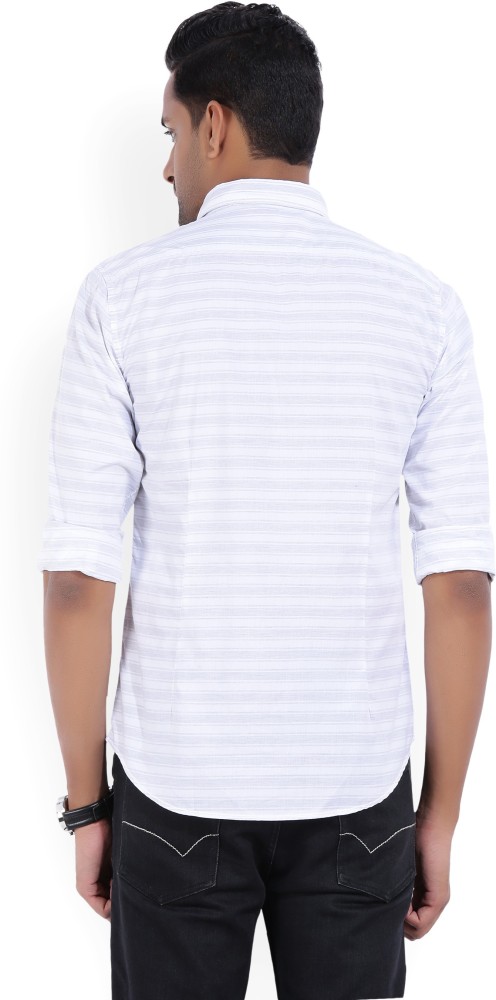 LP LOUIS PHILIPPE Men Striped Casual White, Grey Shirt - Buy Grey