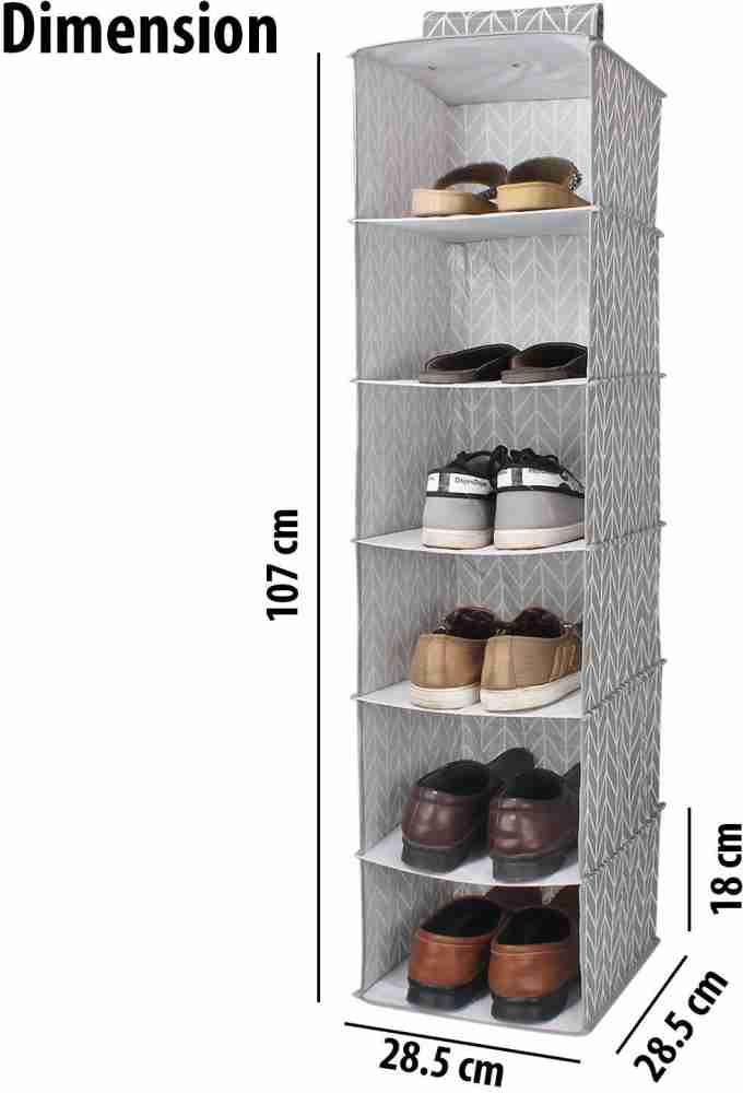 Grey 6 Tier Hanging Wardrobe Storage Shelves Fabric Storage Box