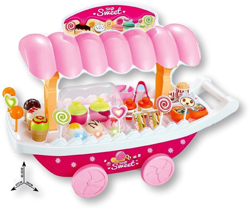 Kids Ice Cream Cart Food Set Kitchen Plays Songs Interactive Toy