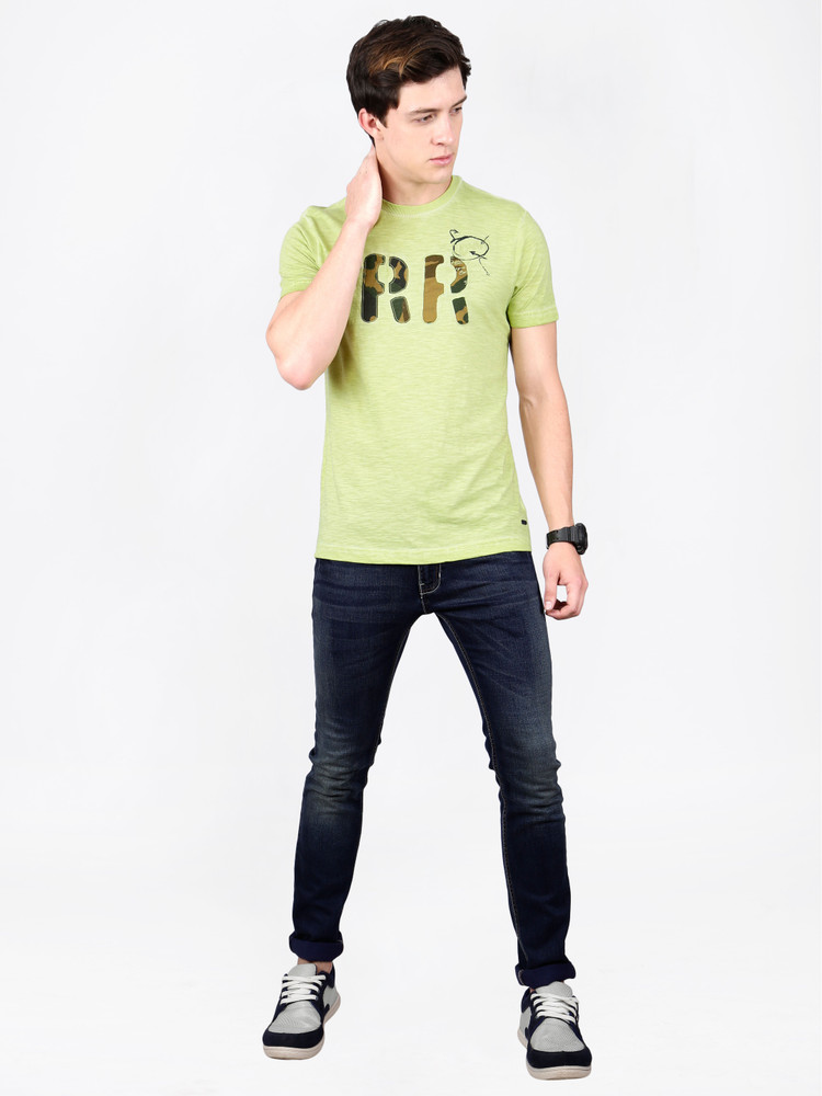 RICK ROGUE Printed Men Round Neck Green 