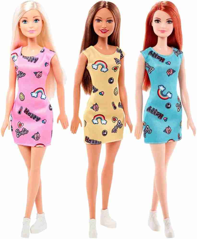 three barbie dolls