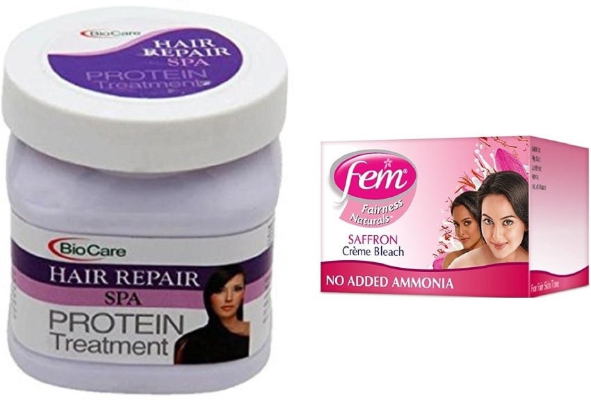 BIOCARE Hair Repair Spa 500ml and Fem Saffron Crème Bleach 64g Price in  India - Buy BIOCARE Hair Repair Spa 500ml and Fem Saffron Crème Bleach 64g  online at 